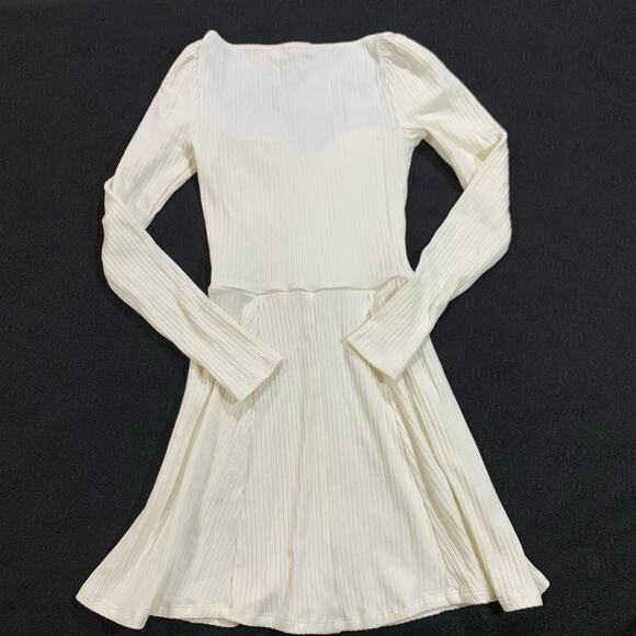 Reformation White Dress XS Bruno Stretch Knit Striped - Picture 2 of 16